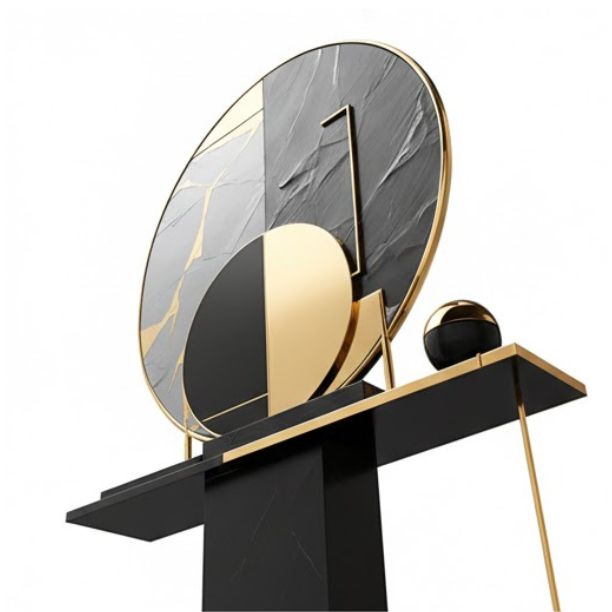 Gilded Obsidian Circular Relief