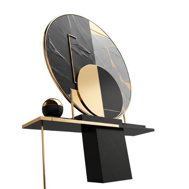 Gilded Obsidian Circular Relief