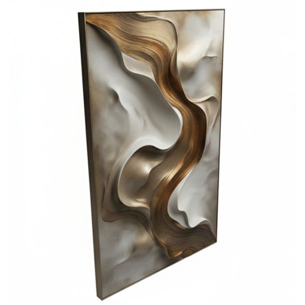 Metallic Wave Relief Wall Art