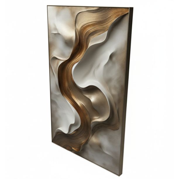 Metallic Wave Relief Wall Art