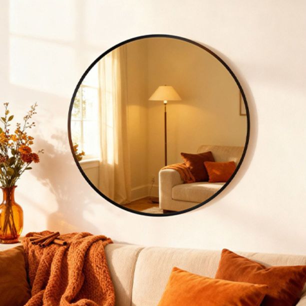 Slim Halo Round Wall Mirror