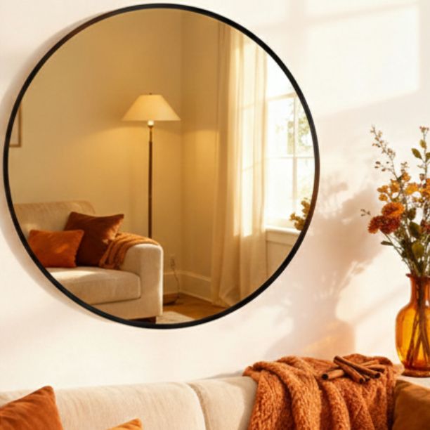 Slim Halo Round Wall Mirror